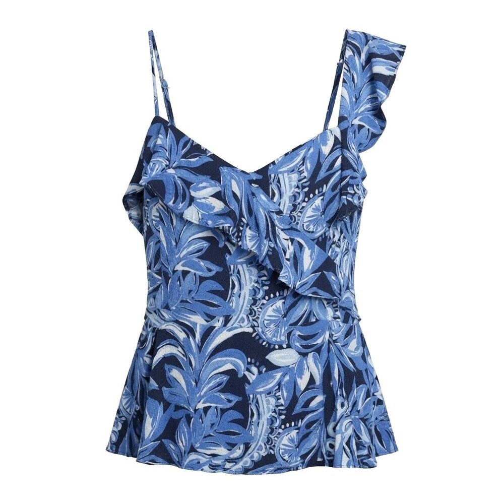 Lilly Pulitzer Auria Top Sz 16 Peplum Blue You’re The Zest High Tide Navy Resort - Picture 2 of 12